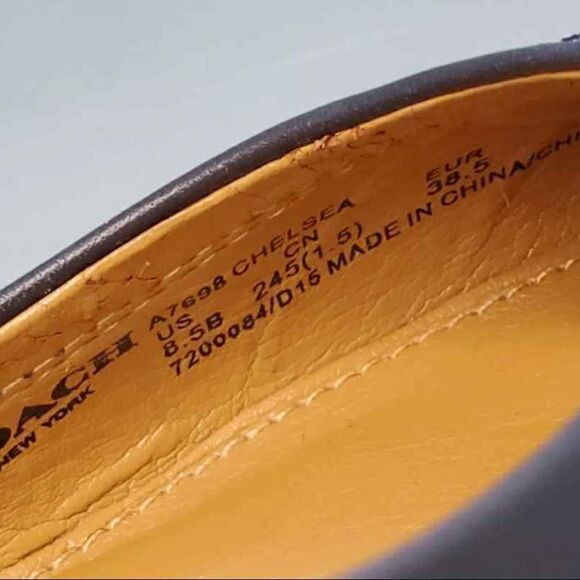 Coach Designer Chelsea Dark Blue Leather Flat Shoes Women's Size 8.5 B - Picture 5 of 5